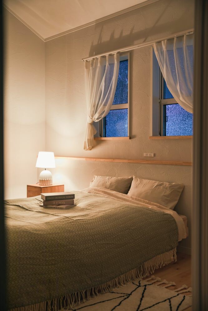 自然素材できれいな空気環境の寝室